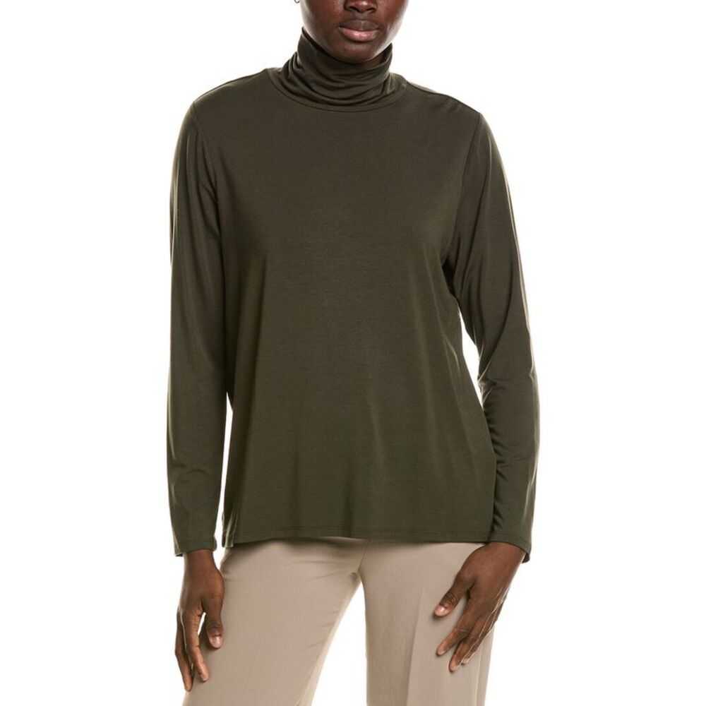 Eileen Fisher Womens Turtleneck Slim Shirt, Red